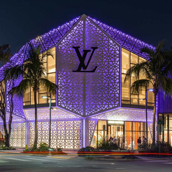 Retailer Louis Vuitton's Diamond Screen Design Finds New Expression as a  Dynamic Perforated Metal Façade for its New Miami Store