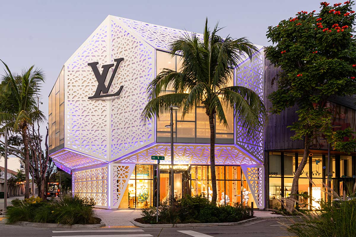 LV Louis Vuitton Design District Miami Shower Curtain by Felix